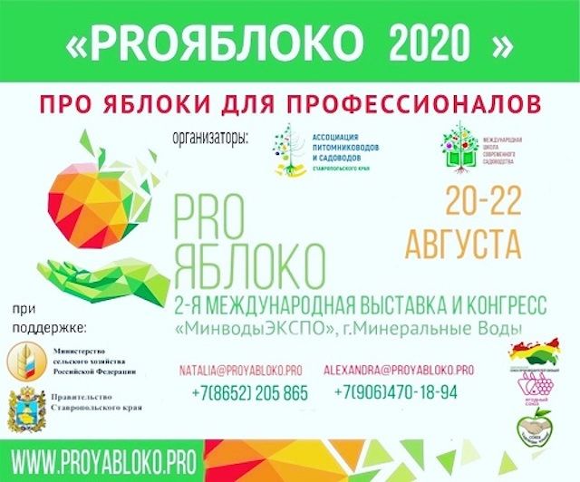 В Минводах в августе пройдёт международная выставка-форум «PROЯБЛОКО2020» В Минводах в августе пройдёт международная выставка-форум «PROЯБЛОКО2020»