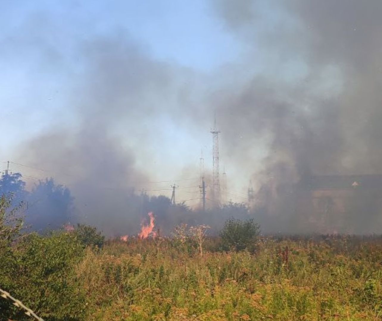 Трава загорелась на юго-западе Ставрополя