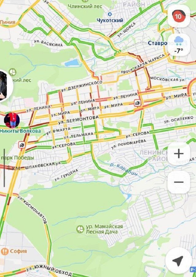 Пробки в Ставрополе достигли 10 баллов снежным вечером 3 февраля
