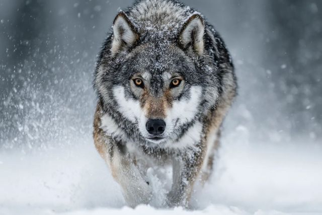 Волк пытался догнать сноубордиста в Домбае