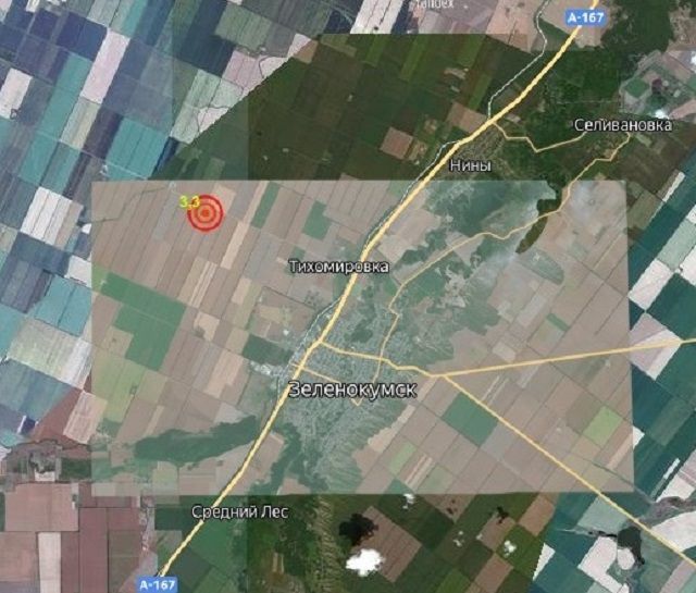 Землетрясение магнитудой 3,3 балла вновь произошло под Зеленокумском