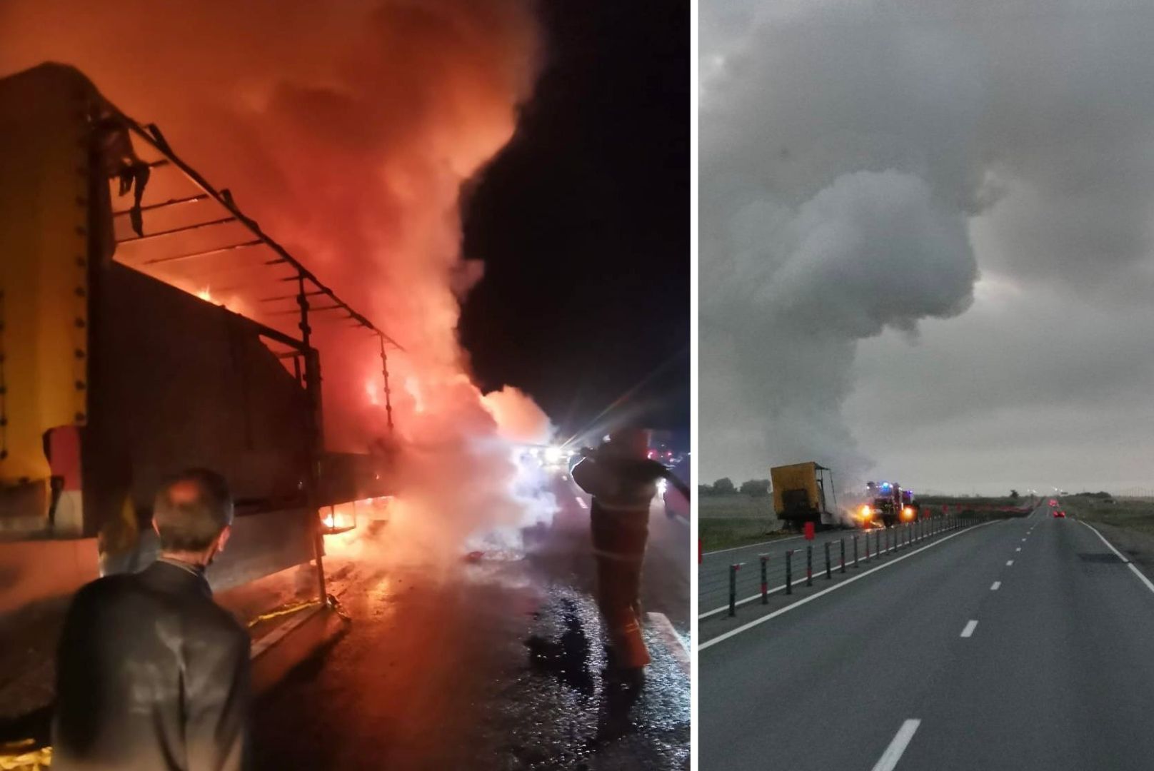 Прицеп фуры загорелся на трассе в Ставропольском крае