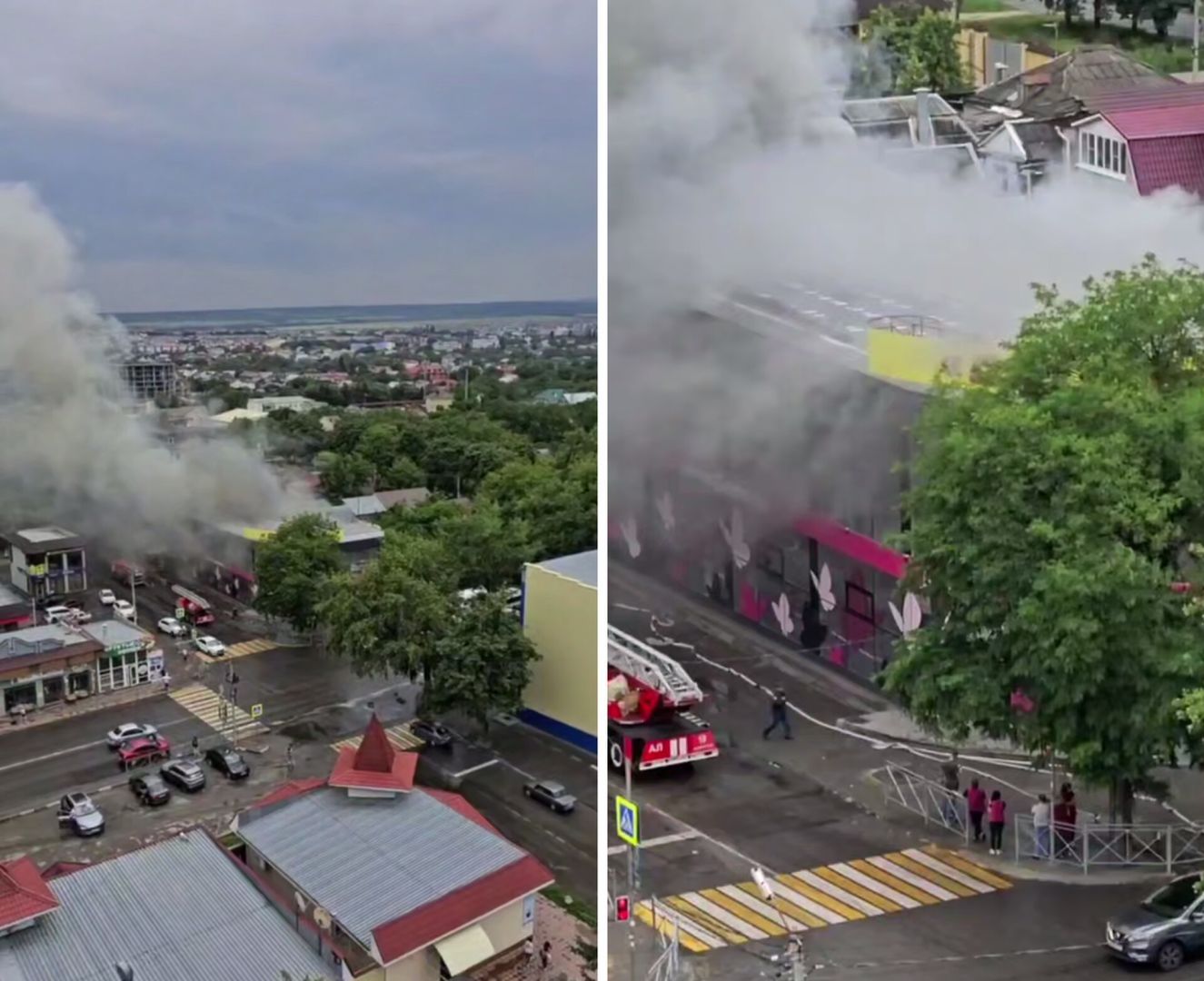 Кровля магазина загорелась в Ессентуках