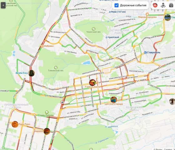 Пробки в Ставрополе достигли 10 баллов вечером 29 декабря