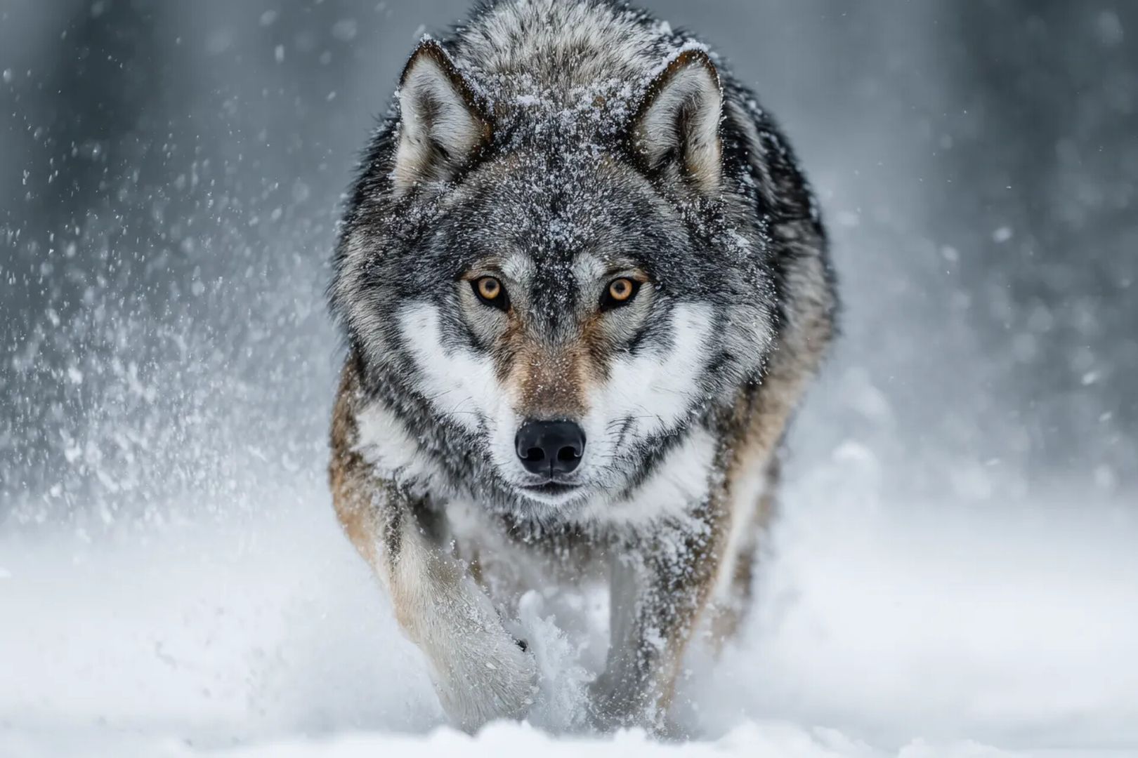 Волк пытался догнать сноубордиста в Домбае