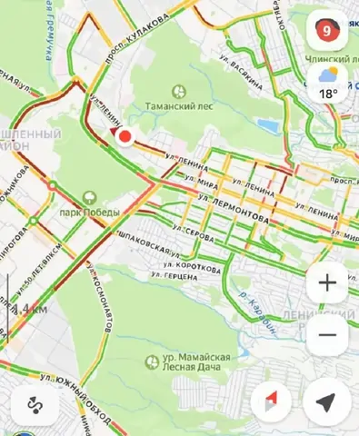О перекрытом движении в районе Кулакова-Ленина сообщают жители Ставрополя