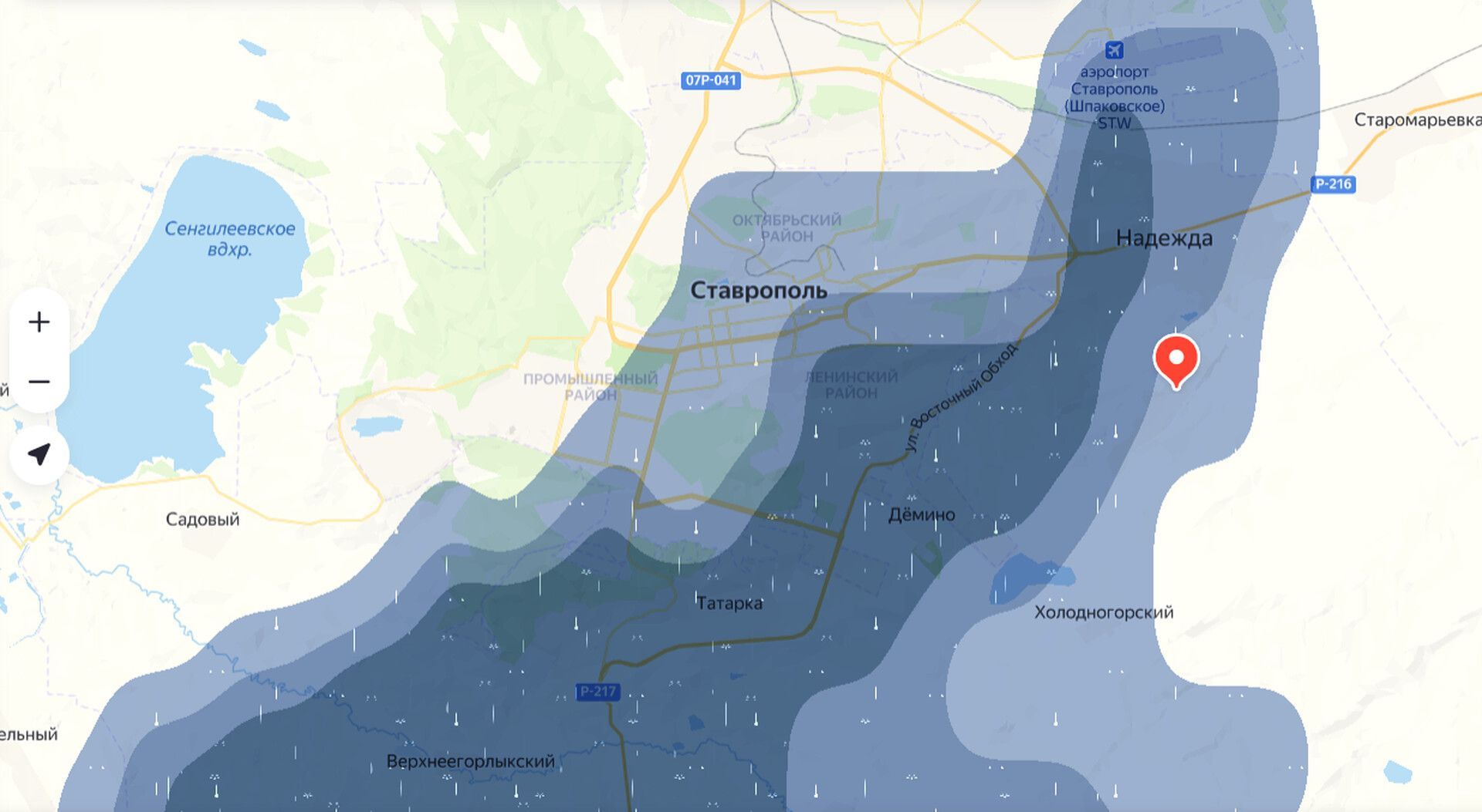 Ливень в одном районе, гром в другом: к Ставрополю подобралась грозовая туча