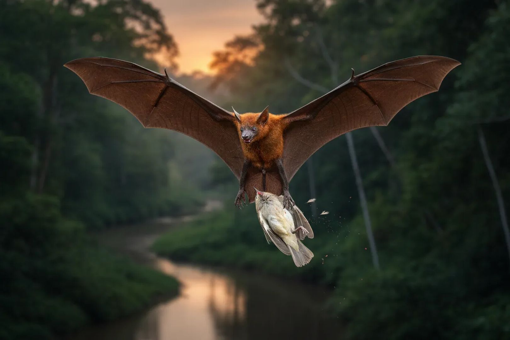 Летучие мыши начали ловить и поедать птиц прямо в воздухе