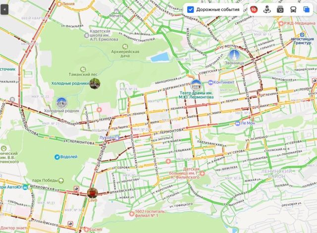 Пробки в Ставрополе достигли 10 баллов вечером 13 января