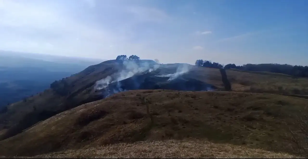 Почти 2 гектара горящей сухой травы потушили в Кисловодске
