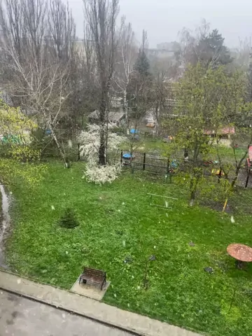 Снег с дождем идет в апреле в Ставрополе