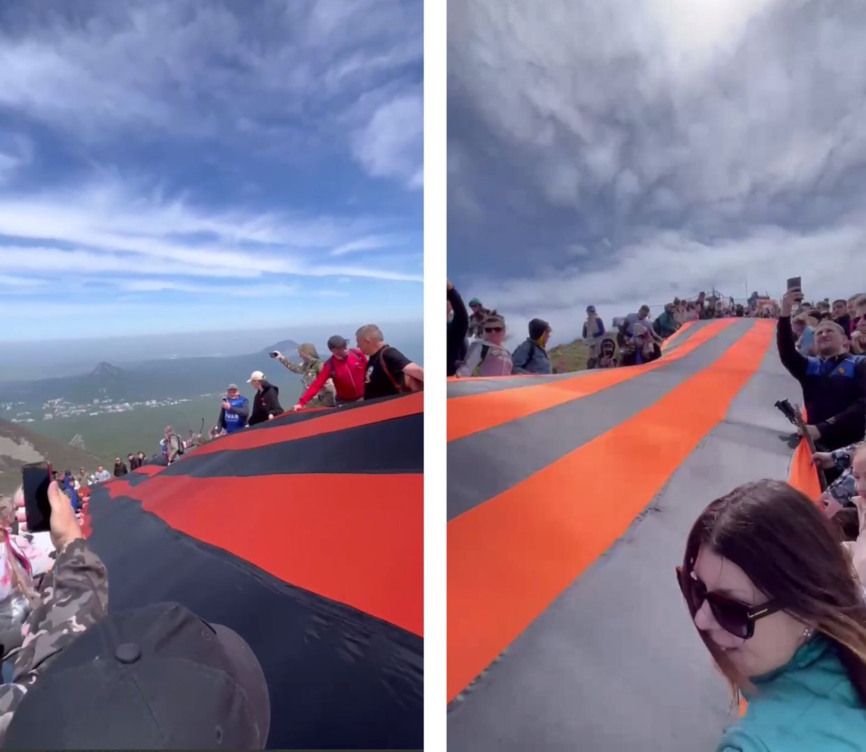 80-метровую георгиевскую ленту развернули на горе Бештау