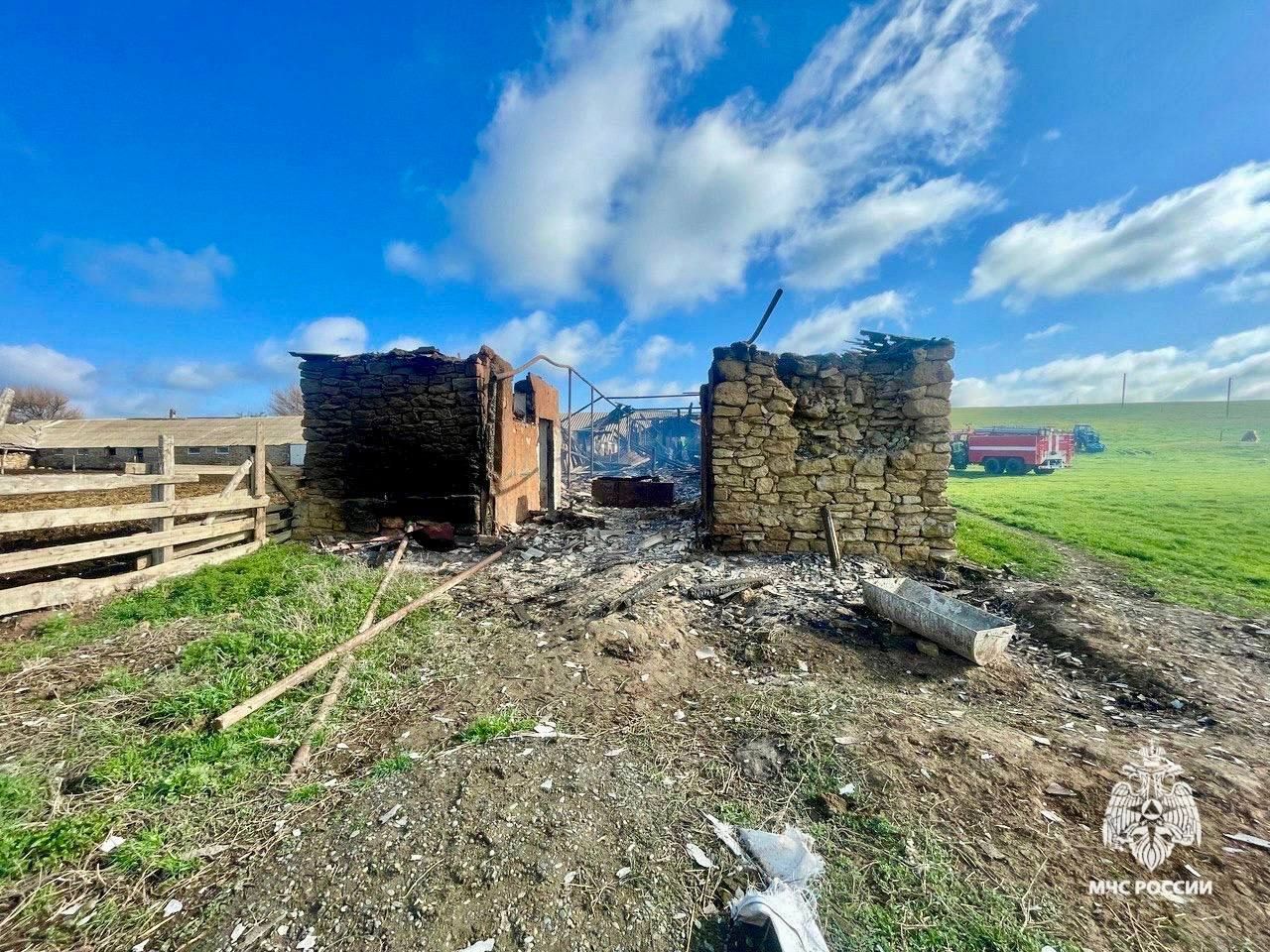 Из-за удара молнии произошел пожар на ферме